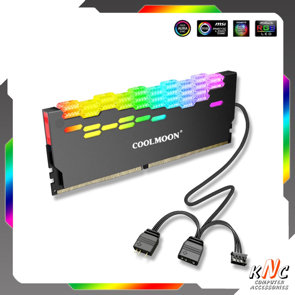 Tản Nhiệt Ram Coolmoon Led 5v ARGB RA-2 Màu Xám Đồng Bộ Mainboard Hub Tomato Xigmateks VSP