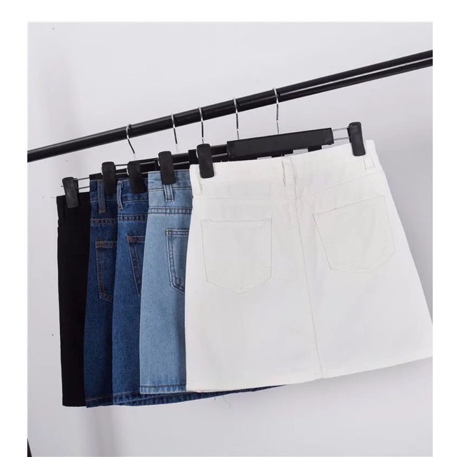[ Sẵn L S] Chân váy jeans chữ A basic có size bigsize XL XXL XXXL