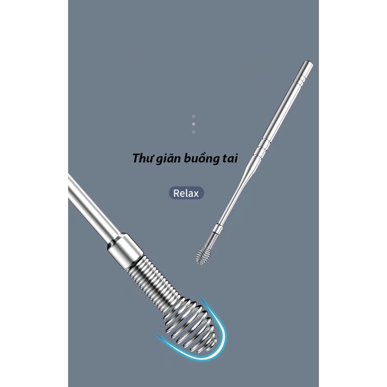 Bộ Lấy Ráy Tai 6 Món Bằng Thép Không Rỉ Có Hộp