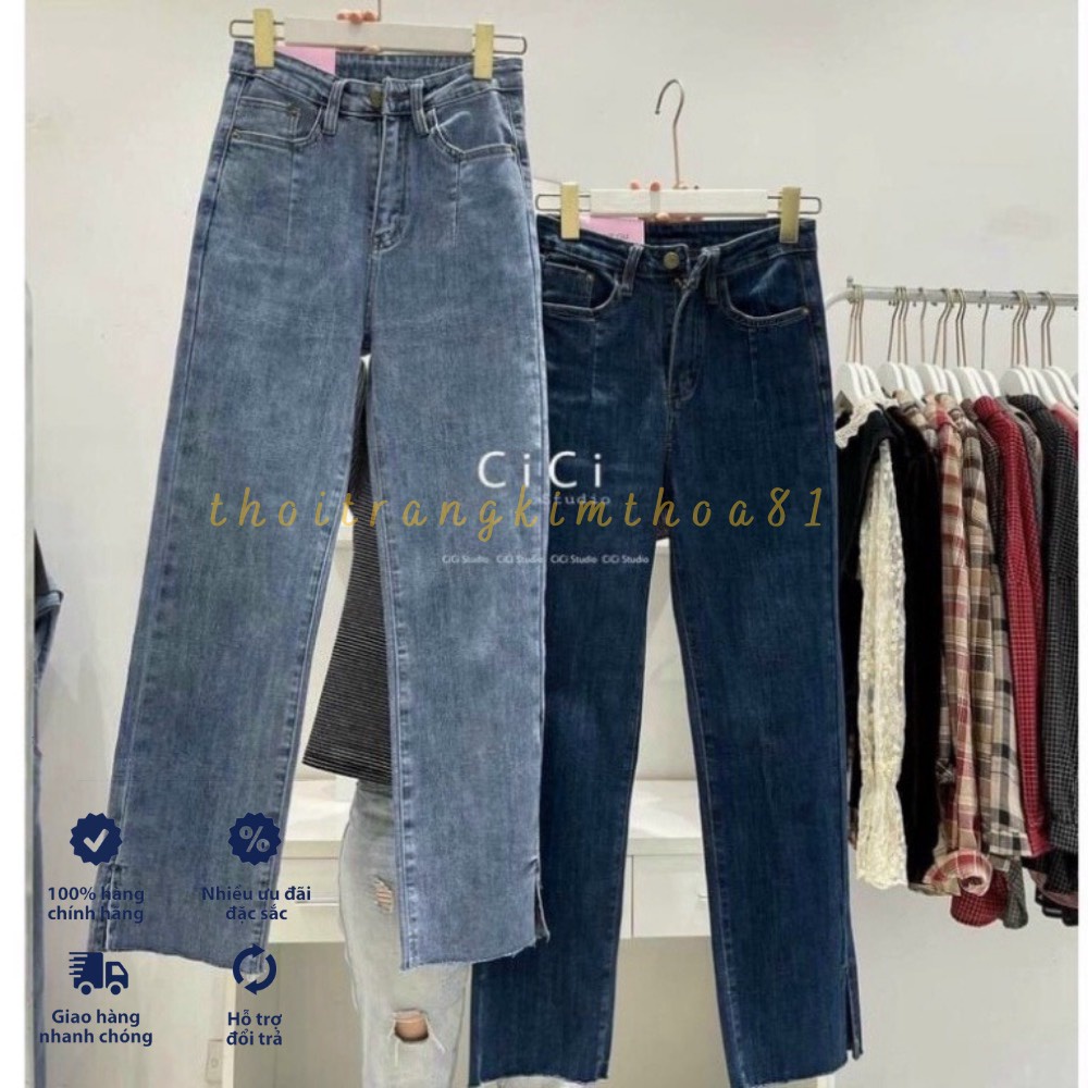 Quần jeans ống đứng cạp cao tôn dáng | BigBuy360 - bigbuy360.vn