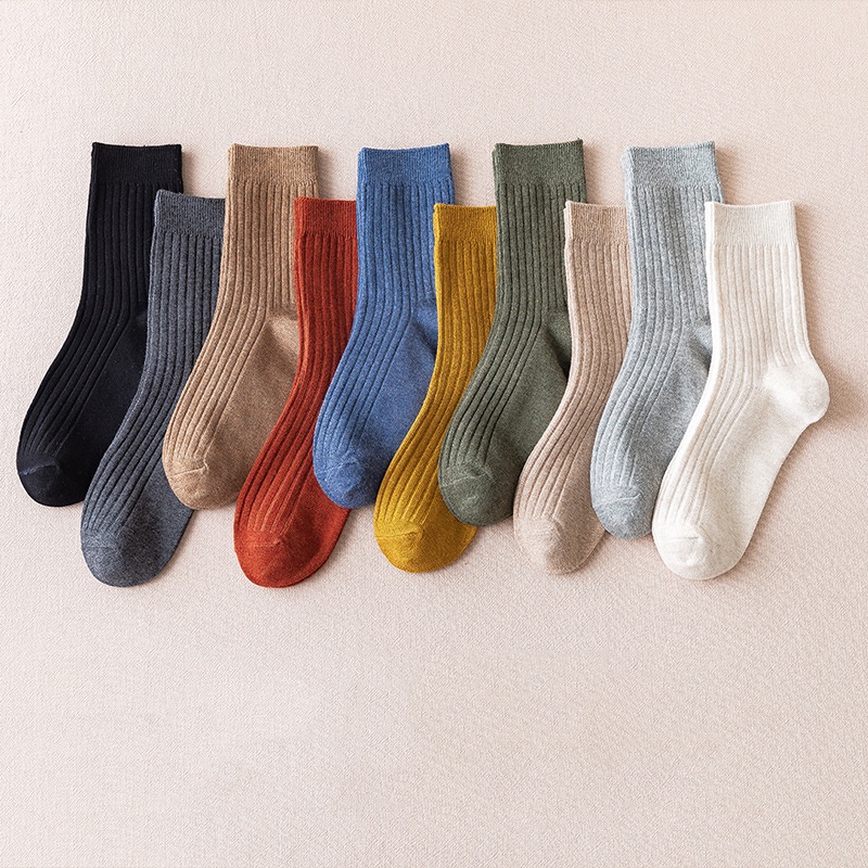 Tất vớ nữ nam cao cổ dài trắng dễ thương hàn quốc đẹp iLita chân thấp nhún đủ màu trơn đen, đỏ, vàng, xám, xanh