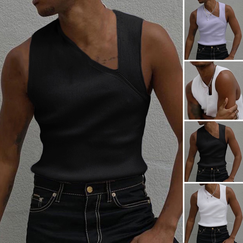 Áo thun ba lỗ màu sắc đơn giản cho nam