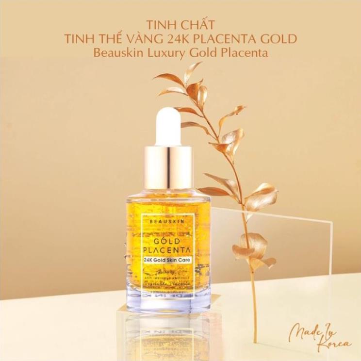 Serum tinh chất, chống nhăn, giúp căng cơ mặt 24K BEAUSKIN LUXURY GOLD PLACENTA Hàn quốc 30ml