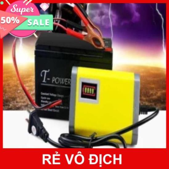 Bộ sạc bình ắc quy tự ngắt 12V 3Ah-20Ah sạc acquy xe máy, xe hơi có đèn led