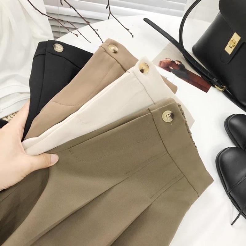 Quần short chữ A khuy trước, quần giả váy dập ly cạp cao kiểu dáng Ulzzangg dành cho nữ