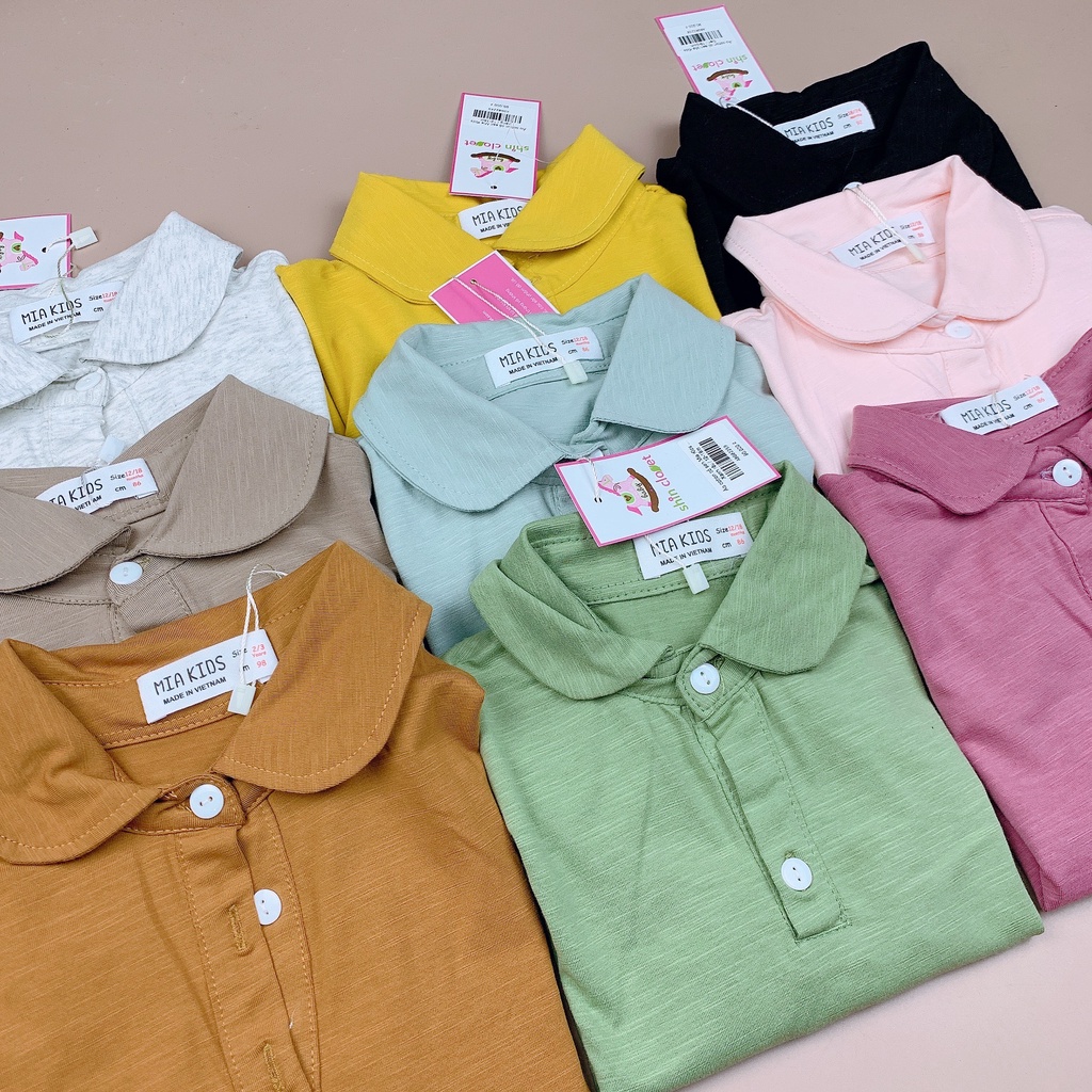 Bảng màu 1 - Áo cotton cổ sen Mia Kids trơn màu cotton mềm mát 1-10y
