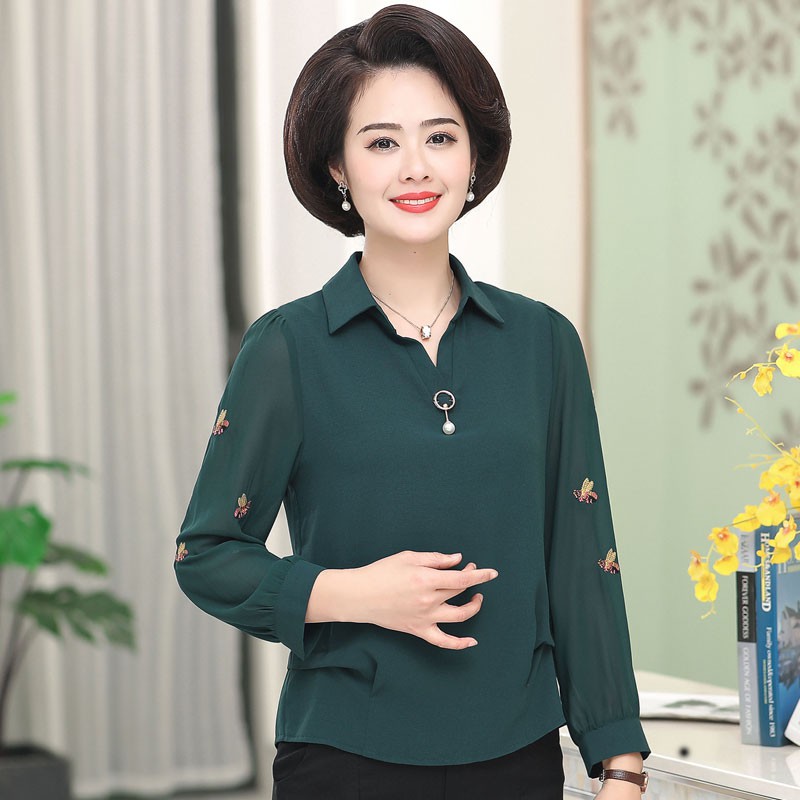 ( HÀNG SẴN) Áo Sơ Mi Nữ Trung Niên Dài Tay Đẹp SM11 - Hàng Quảng Châu Cao Cấp