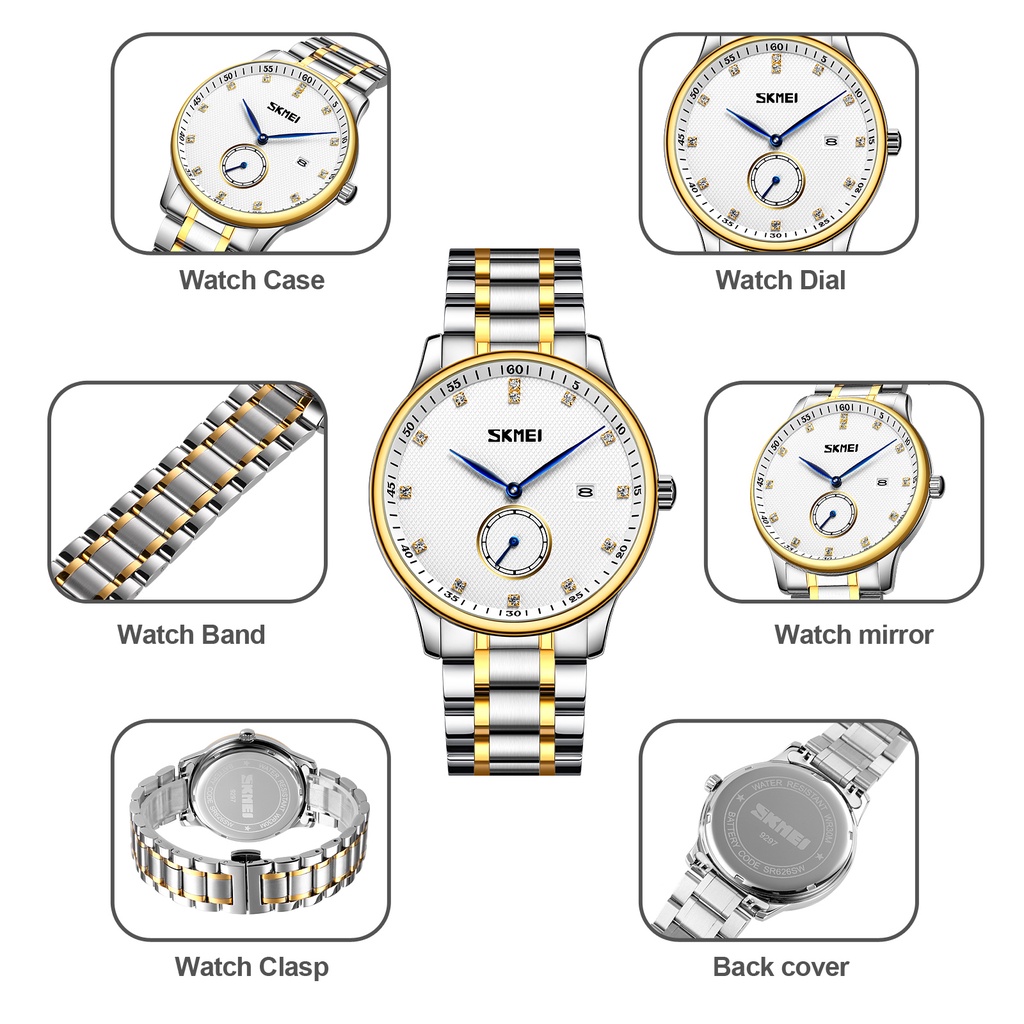 Đồng Hồ Quartz Nam Đính Hột Xoàn Chống Thấm Nước SKMEI 9297