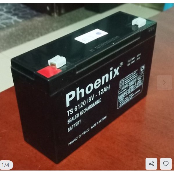 BÌNH ẮC QUY 6V-12Ah - MỚI - CHÍNH HÃNG PHOENIX