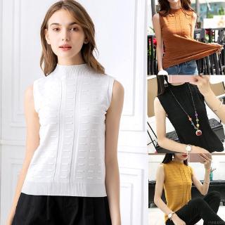 Áo Thun Sát Nách Cổ Lọ Màu Trơn Thời Trang Nữ Tính