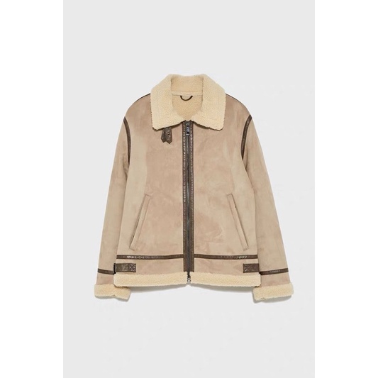 Order áo khoác auth tuồn ZARA của nam Áo khoác da lộn lót lông cừu dày