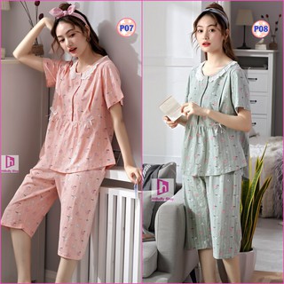 Pijama Bầu, Sau sinh Lửng P07 Có Thiết Kế Cho Bé Ti