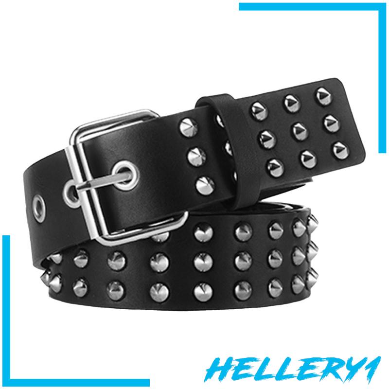 [Hellery1] Thắt Lưng Da PU Khóa Cài Có Thể Điều Chỉnh Phong Cách Punk Dành Cho Nam