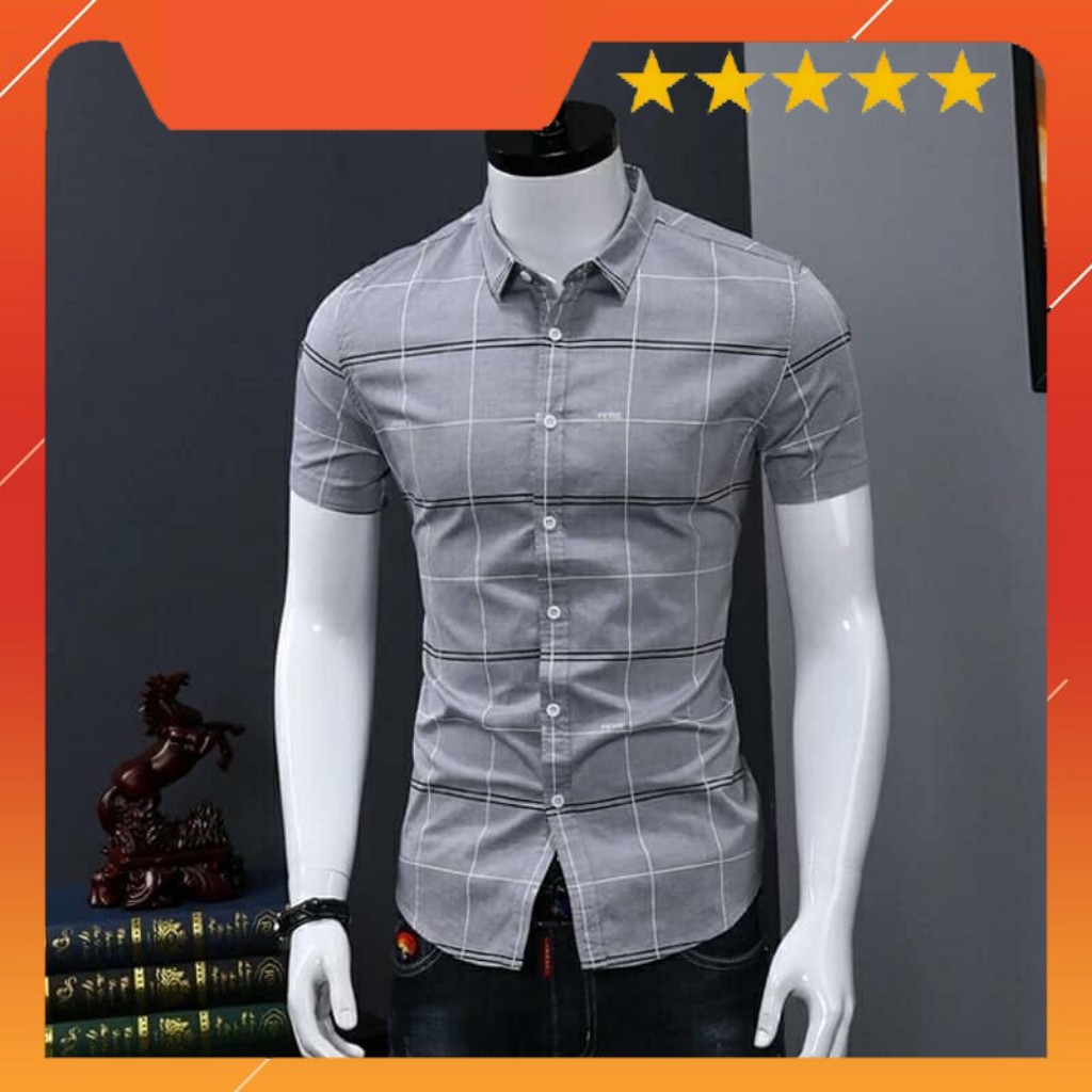 Áo Sơ Mi Nam Ngắn Tay Họa Tiết Ô Vuông Cao Cấp 💖Freeship💖 Thời Trang Mixupshop Chất Vải Không Nhăn Không Xù