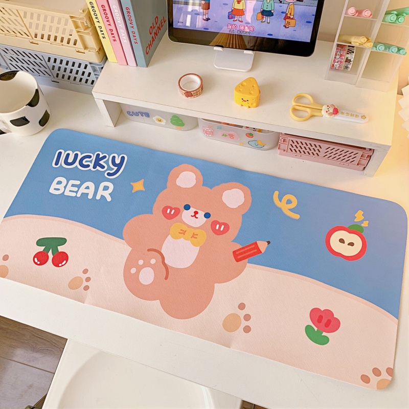 Thảm Lót Chuột Máy Tính Để Bàn Chống Trượt Họa Tiết Hoa Và Thỏ Dễ Thương