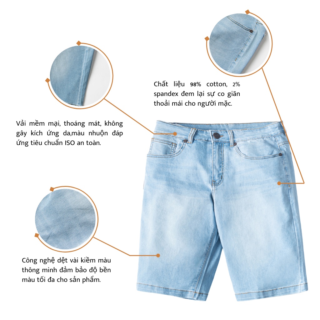 Quần Short Jean Nam H90 Chất Bò Giấy Mỏng Nhẹ Cotton Cực Kì Co Giãn, Không Bai Không Xù, Bền Màu, Trẻ Trung MSTJ004