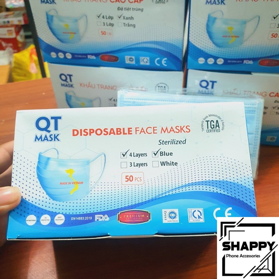 [Loại Dày] Khẩu Trang Y Tế 4 Lớp Kháng Khuẩn QT Mask [Shappy Shop]