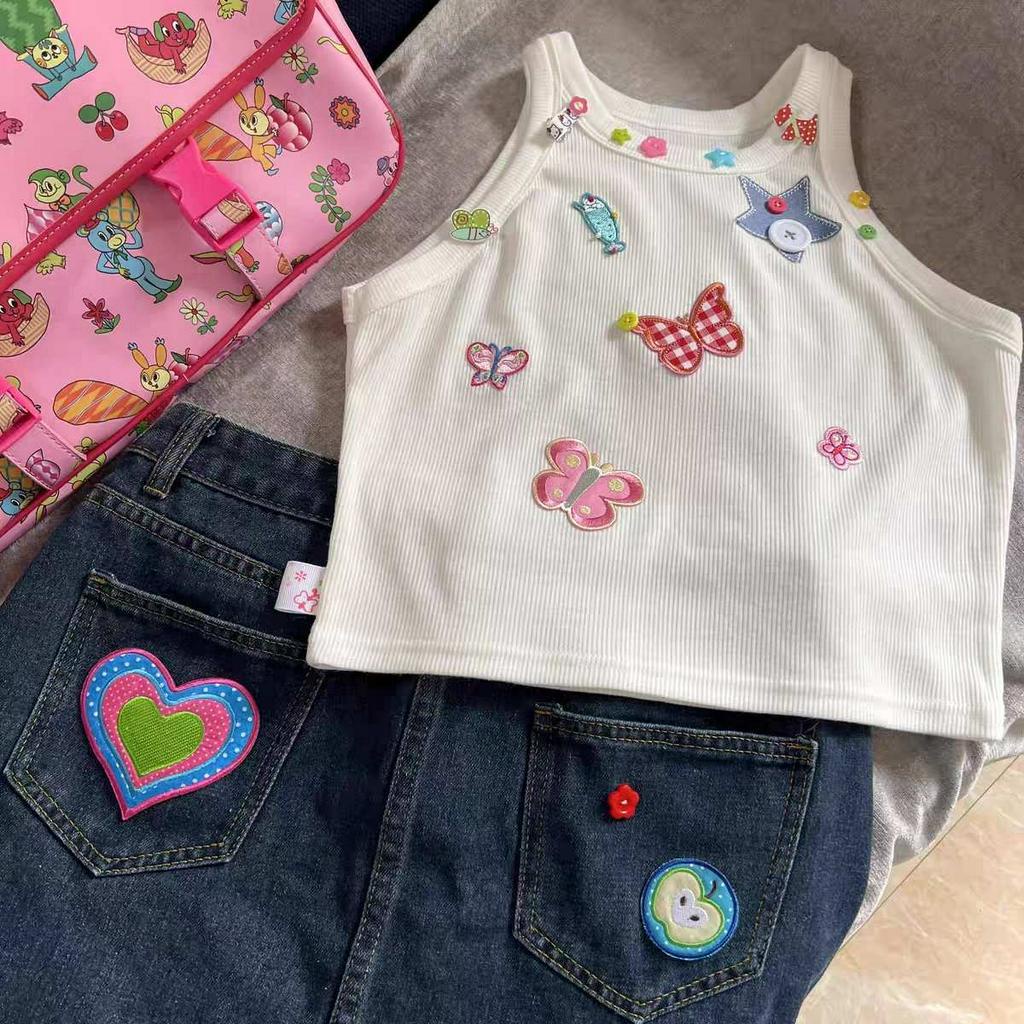 SINRANSINYA Áo Không Tay Đính Nơ Thời Trang Mùa Hè Hàn Quốc Dành Cho Nữ