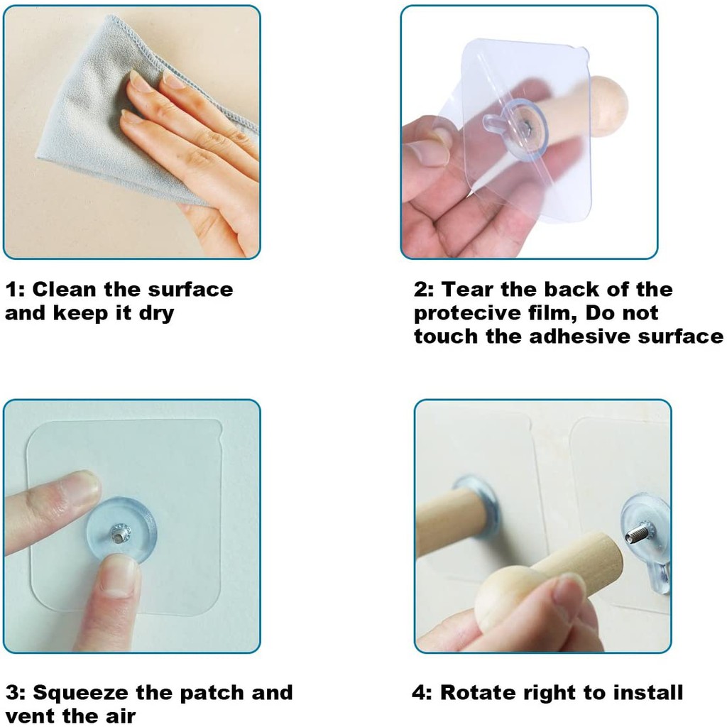 Móc Treo Quần Áo tròn Bằng Gỗ Miếng Dán Siêu Chắc, Siêu Chịu Lực Đa Năng Màu NÂU