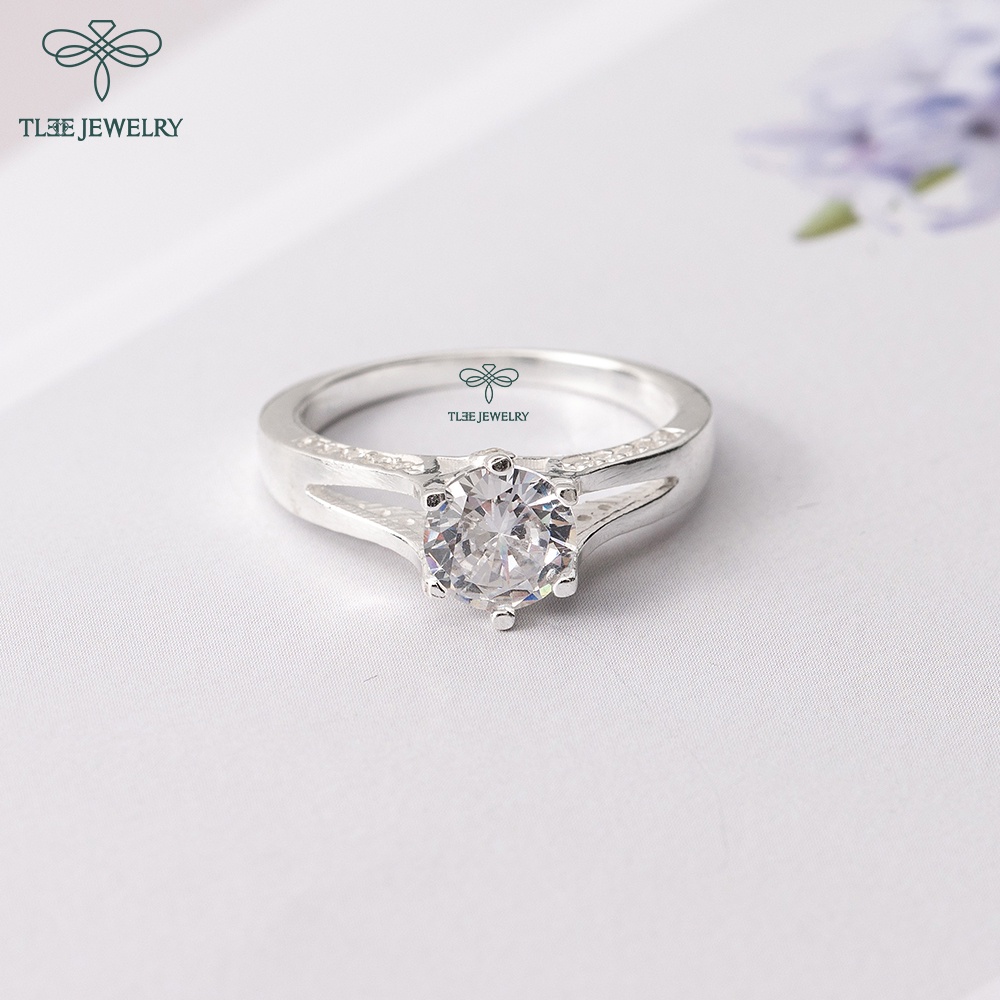 Nhẫn bạc nữ TLEE trụ đá cao 7li viền trơn sang trọng TleeJewelry A0200
