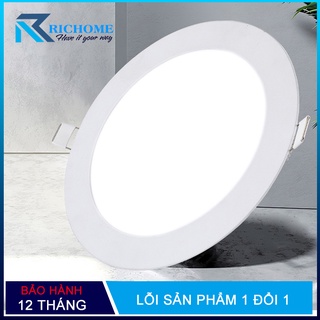 Đèn âm trần, đèn led âm trần siêu mỏng tròn 9w ánh sáng trắng hoặc vàng