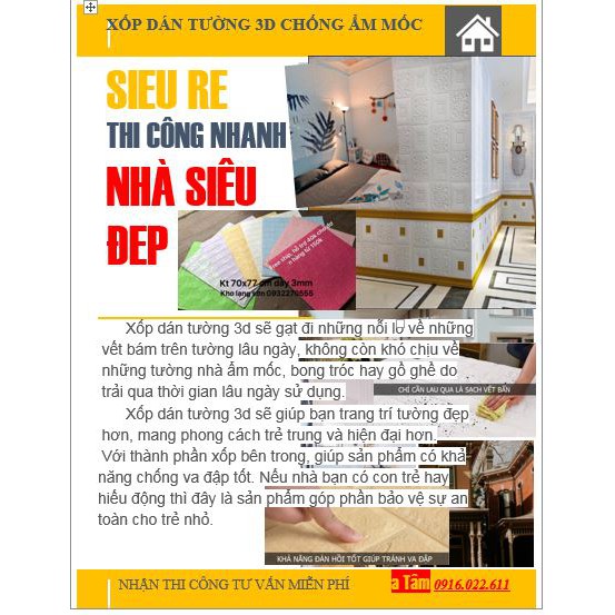 combo 50 tấm xốp dán tường 70x77cm | BigBuy360 - bigbuy360.vn