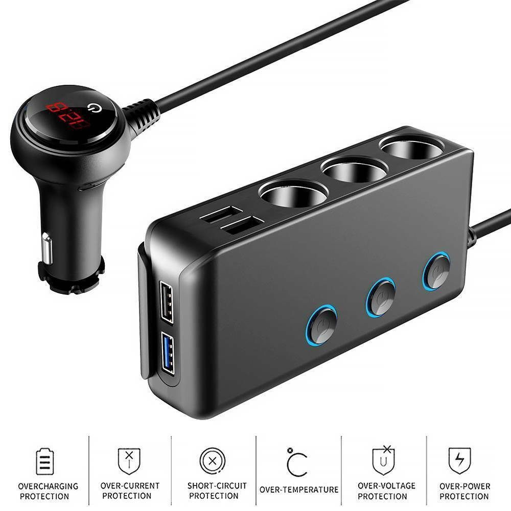 Bộ Chia Tẩu Sạc 4 Cổng USB DC 12 Sang 24V Có Đèn LED Chỉ Báo Cho Xe Hơi