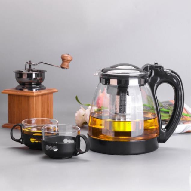 [LÕI INOX] Bình Lọc Trà Thủy Tinh 1300ml Sang Trọng - CÓ LỖ LỌC TRÀ INOX - BÌNH PHA TRÀ CHẾ CAFE TIỆN LỢI 2in1