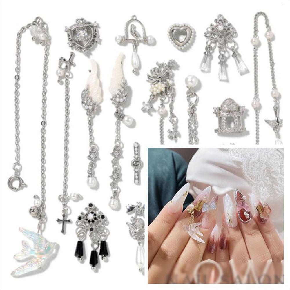 1 Hộp Phụ Kiện Trang Trí Móng Tay Dạng Chuỗi Thời Trang Sang Trọng DIY