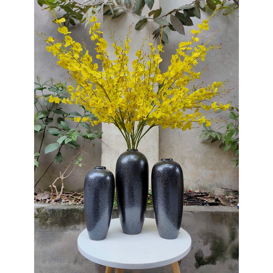 Bình cắm hoa men đen - gốm sứ bát tràng