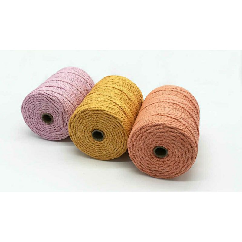 Dây thừng cotton màu se macrame 3 xoắn thắt Macrame size 3mm,5mm