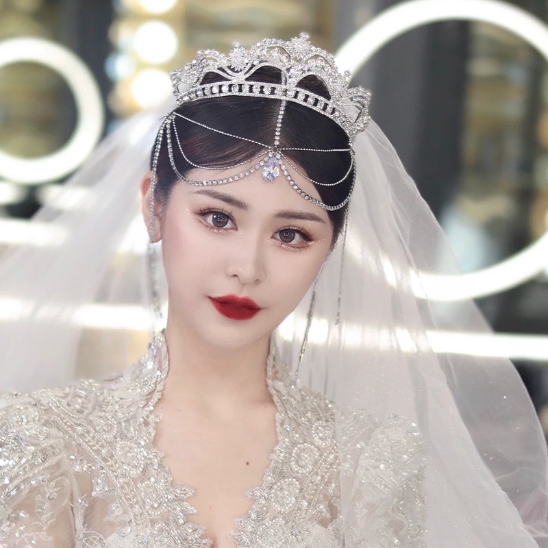 Bộ Vương Miện Và Cài Tóc Đính Pha Lê Sang Trọng Cho Cô Dâu