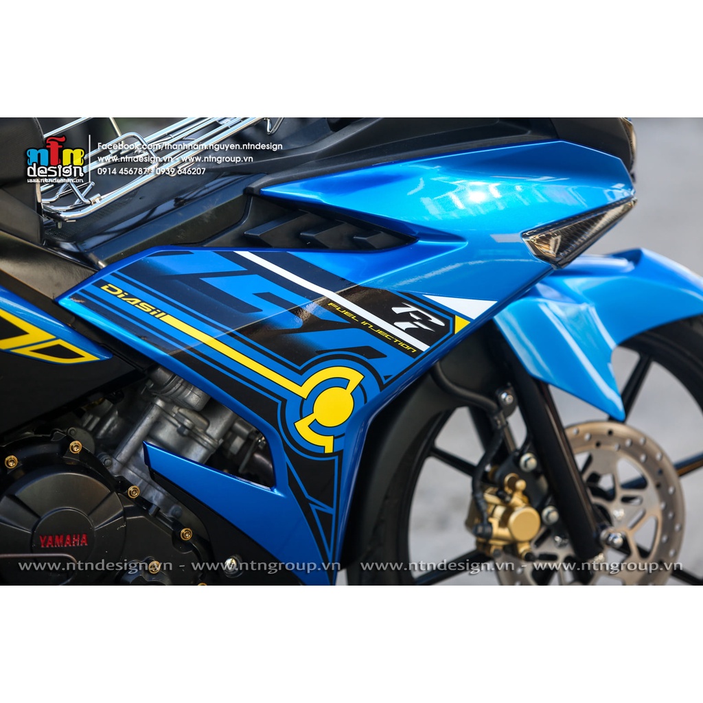 Tem /decal Rời Dán Xe Exciter 150 Mẫu 150 LC Xanh Đen Vàng Cực Đẹp, Hàng 3 Lớp Chất Lượng Cao