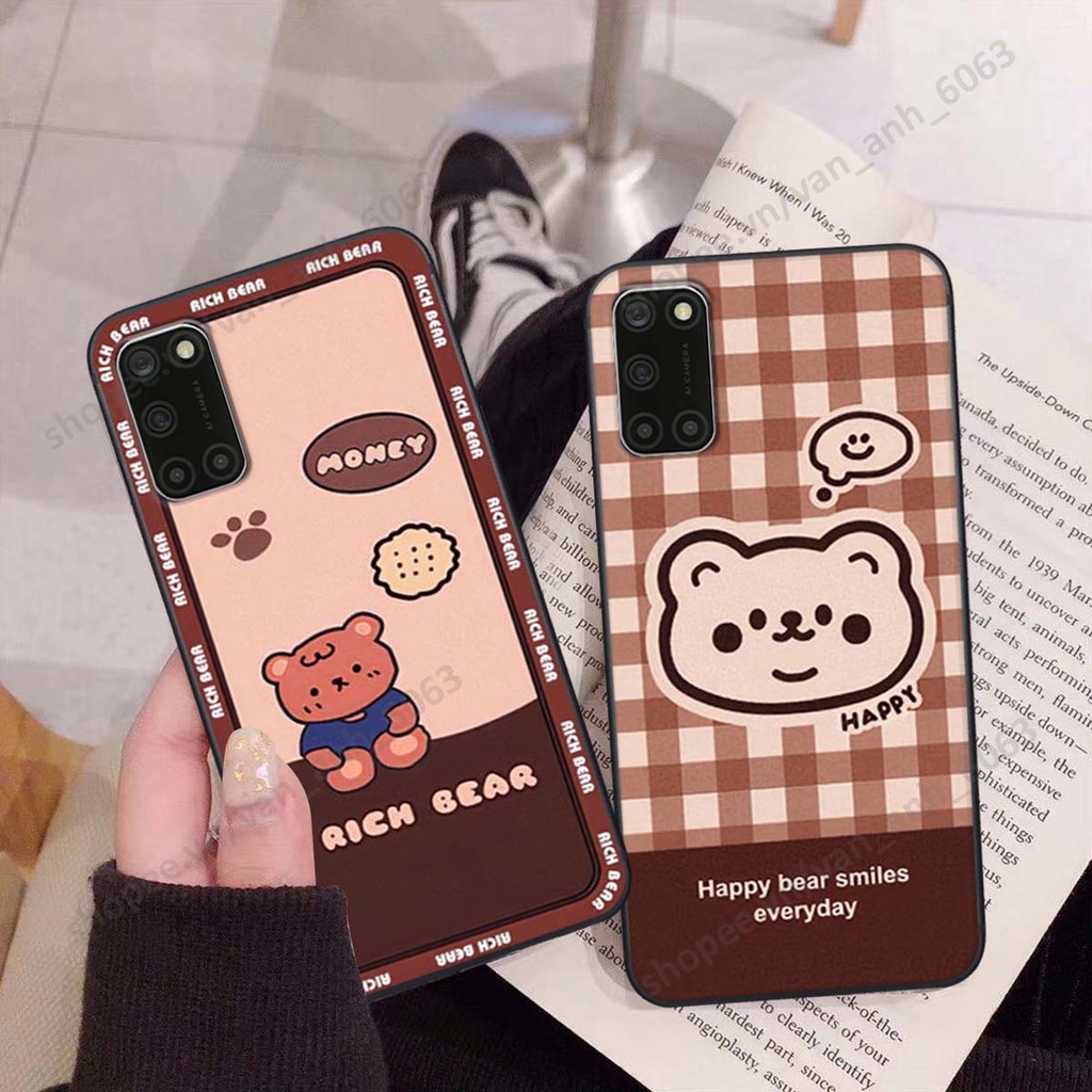 Ốp lưng Oppo A52 / A92 in hình hoa, gấu rich bear nghệ thuật, thời trang