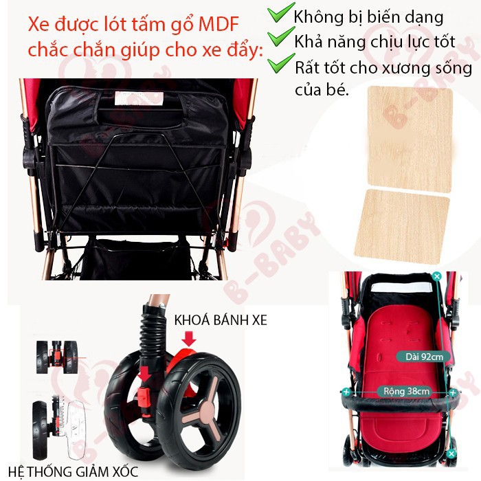 Xe đẩy cho bé BBaby 602 - Xe đẩy trẻ em 2 chiều - có thể gấp gọn