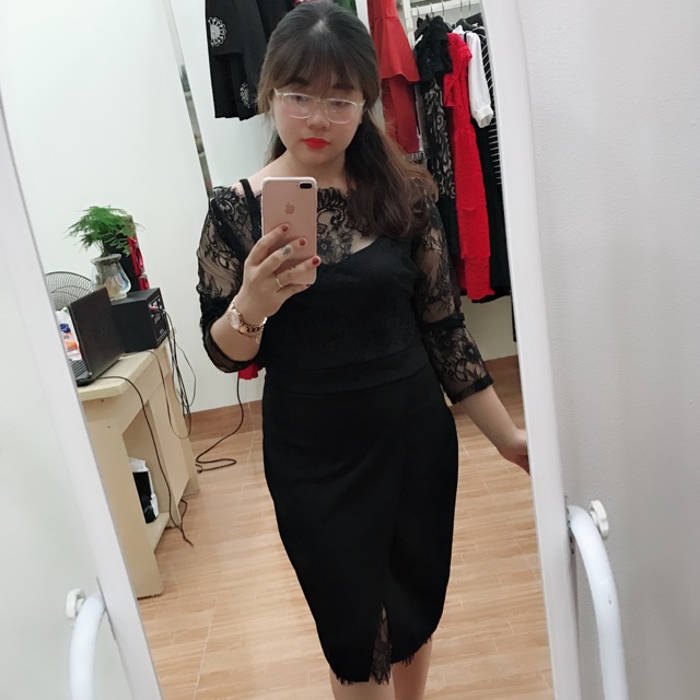 Đầm body phối ren bigsize