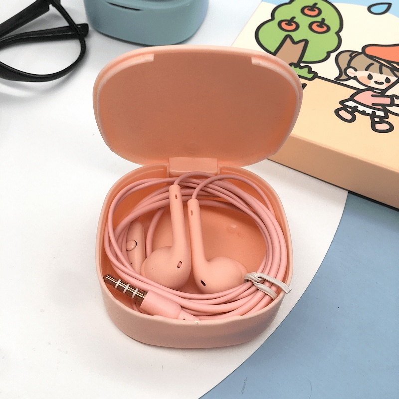 Tai Nghe Nhét Tai Có Dây Màu Hồng Dễ Thương Chất Lượng Cao Cho Oppo Xiaomi Vivo