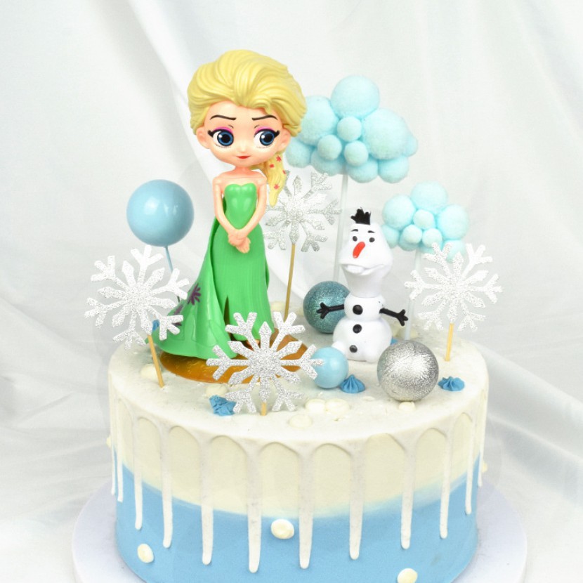búp bê trang trí bánh kem [FREESHIP] công chúa elsa xanh lá