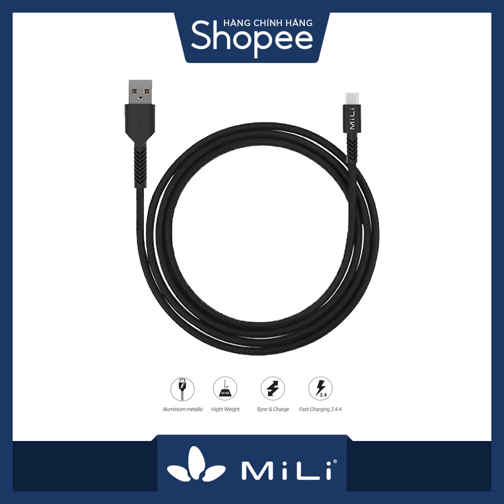 [Mã 2404EL10K giảm 10K đơn 20K] Cáp USB-C2.0 Lifetime warranty MiLi - HX-L12BK