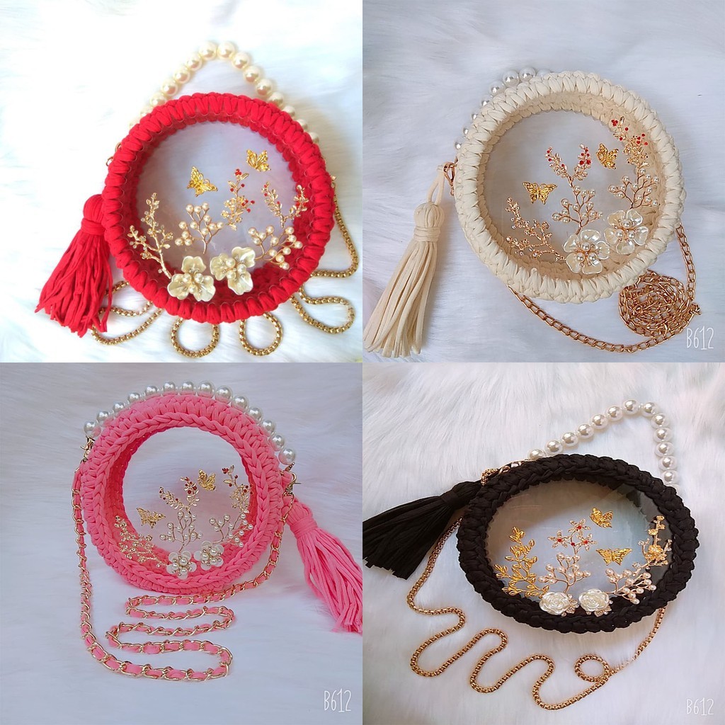 Set nguyên liệu túi trong suốt đính phụ kiện