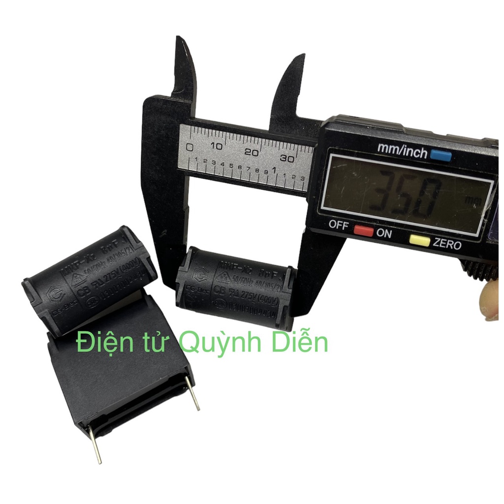 Tụ bếp từ 8uF 275VAC/400VDC đứng - linh kiện điện tử QUỲNH DIỄN
