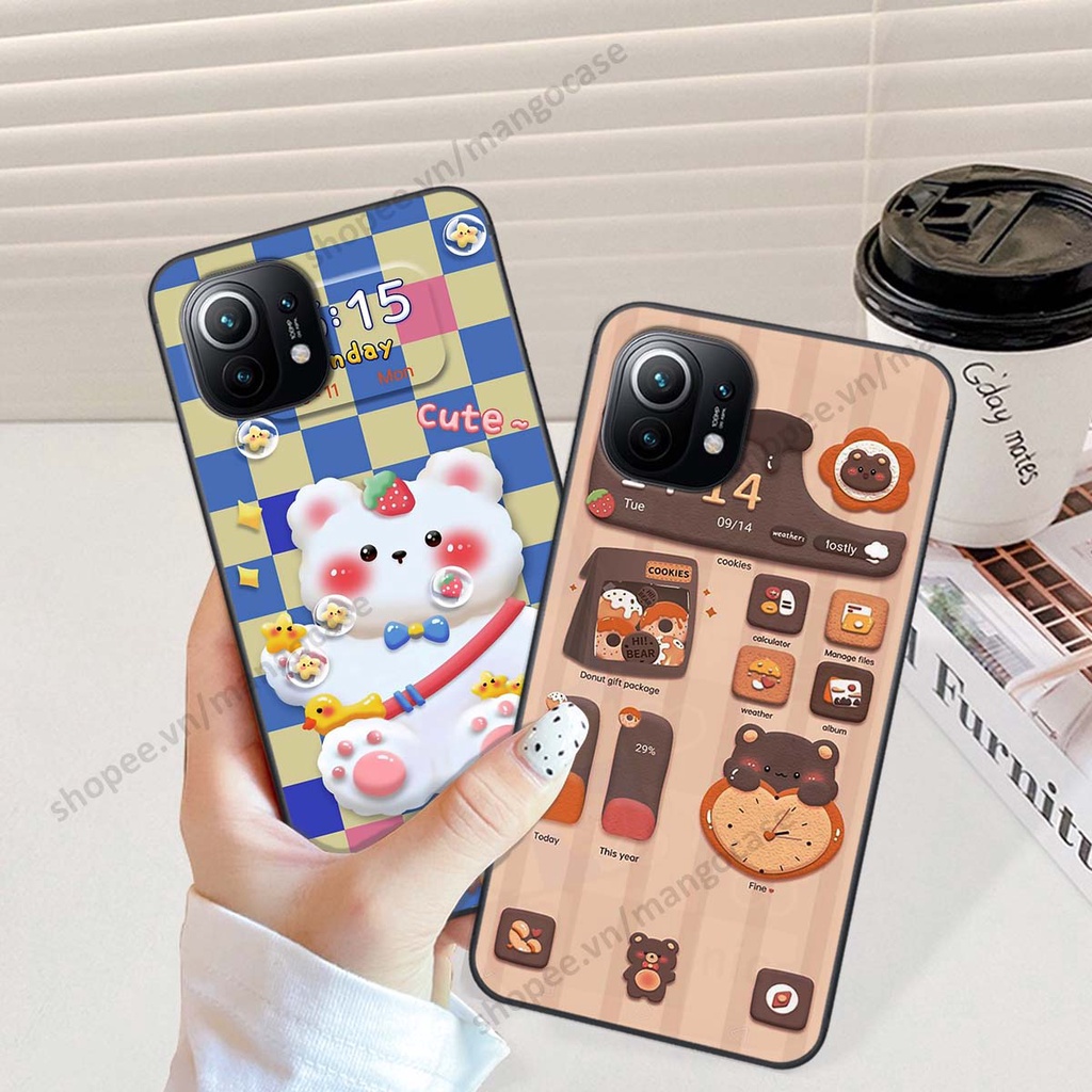 Ốp lưng Xiaomi Mi 11 / Mi 11T / Mi 11 Lite hình gấu, thỏ, đồng hồ cute dễ thương