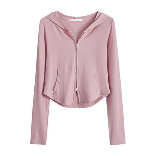 Áo Khoác Hoodie Ngắn Hai Dây Kéo Khóa Thời Trang Mùa Xuân Hàn Quốc 2022 Cho Nữ