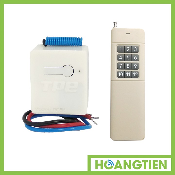 Bộ công tắc điều khiển từ xa cho máng đèn sóng RF TPE RC5H + Remote tầm xa 2500m 12 nút R4B12