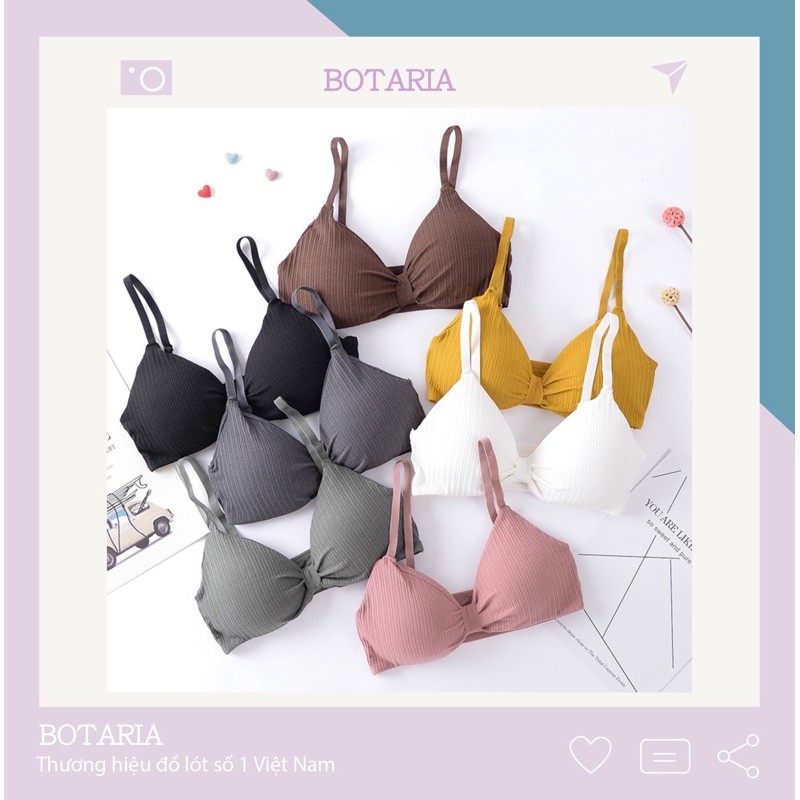 Áo bra thắt nơ 2 dây chất cotton không gọng đệm mỏng siêu nâng ngực AB7