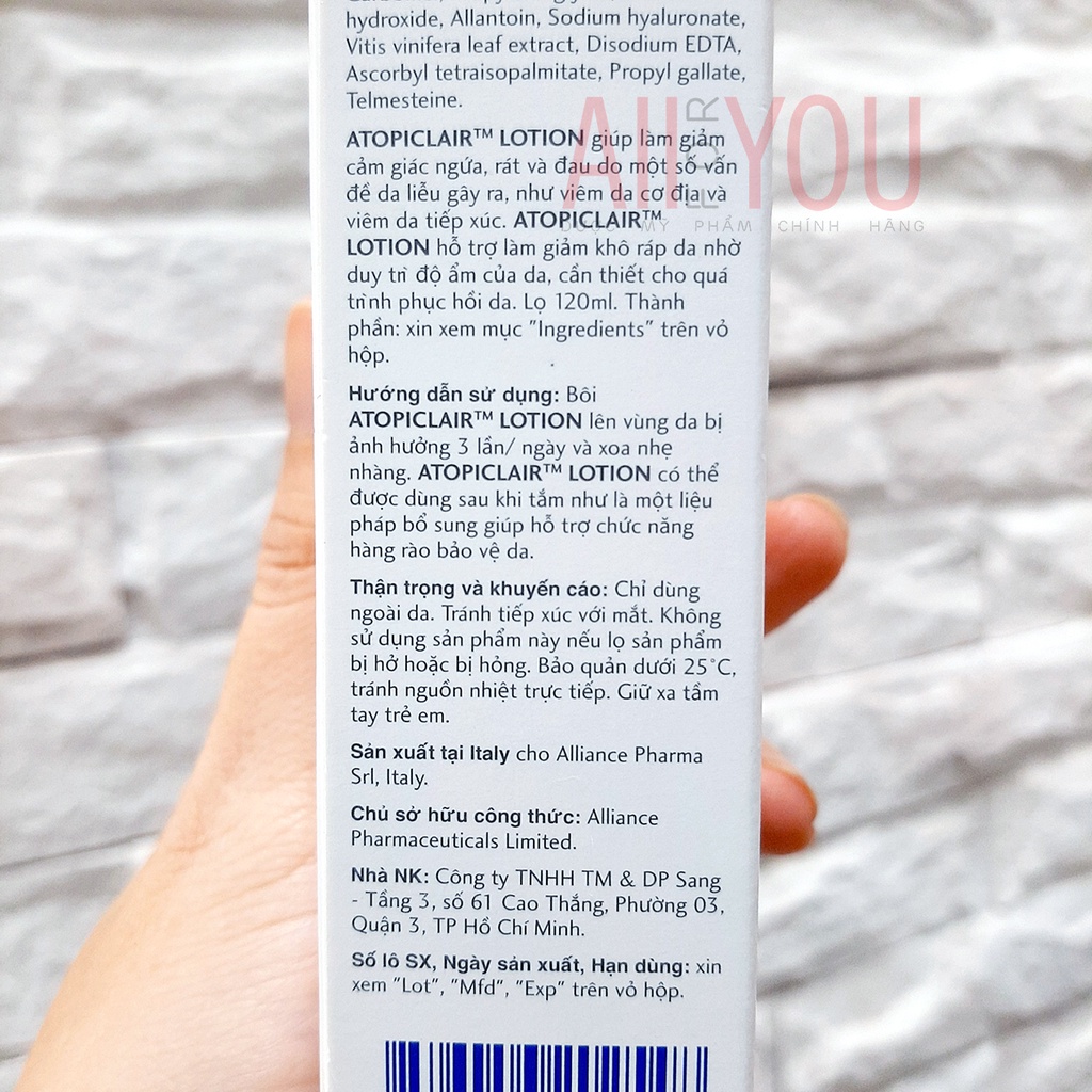 ATOPICLAIR Lotion 120mL - Sữa Dưỡng Ẩm Hỗ Trợ Giảm Cho Bệnh Da Cơ Địa.