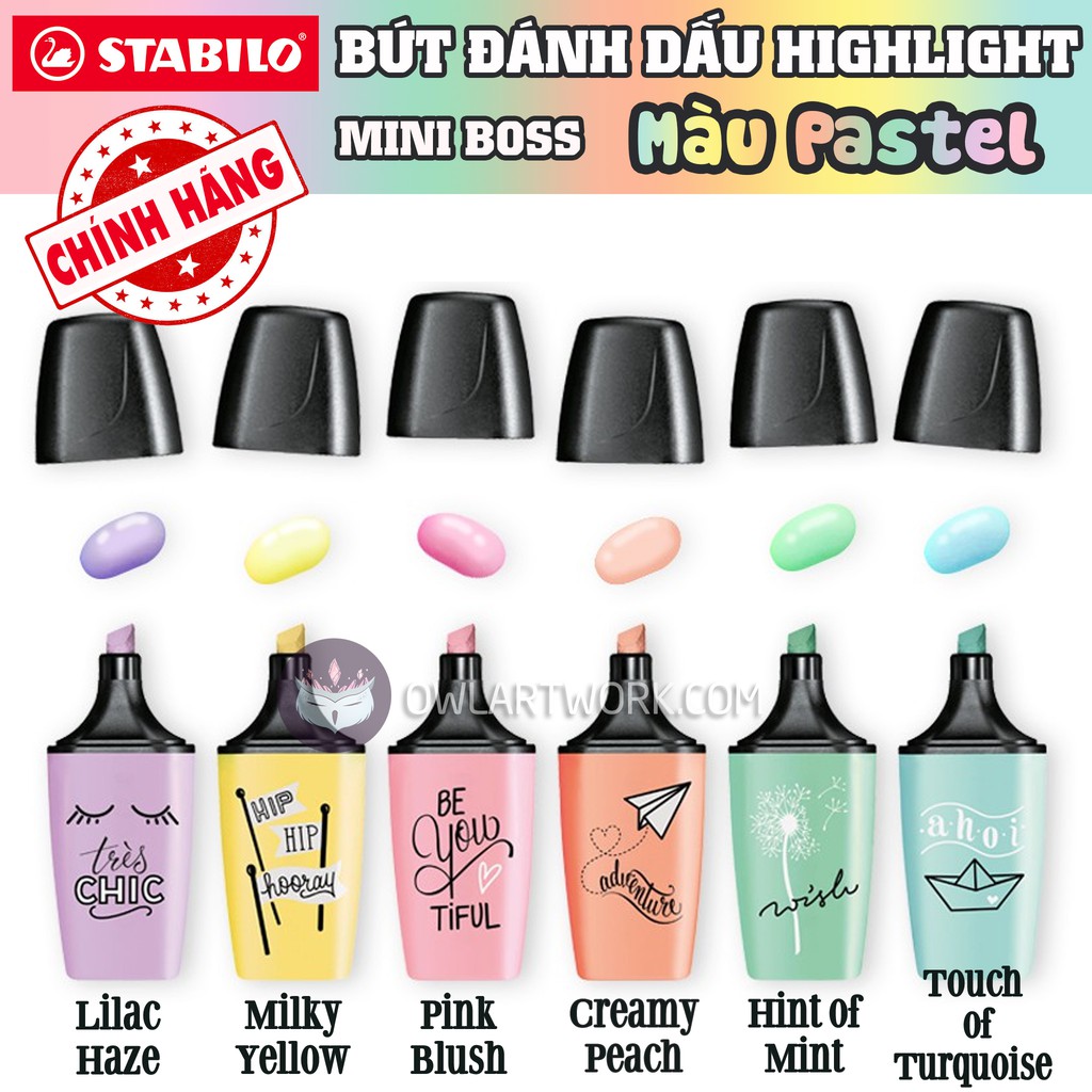 Bút Dạ Đánh Dấu Stabilo Mini Boss Highlighter - 6 màu Pastel (Made In Germany)