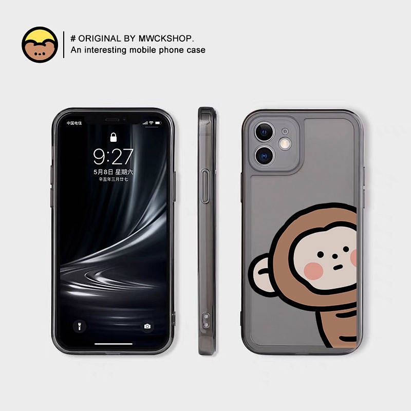 Cute Little Monkey Apple 14 Phone Case Iphone13promax Protective Shell 12 Transparent Black 11 Stain Resistant XR Advanced W36Y