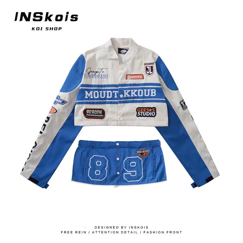 Inskois Áo Khoác Bóng Chày Đồng Phục Đua Xe Mô Tô Thiết Kế Tháo Rời Được Phong Cách Retro Mỹ Cho Nam Và Nữ