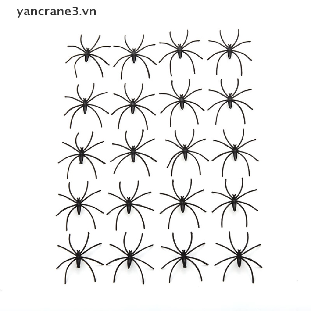 Set 20 Chú Nhện Bằng Nhựa Màu Đen Trang Trí Halloween yancrane3.vn